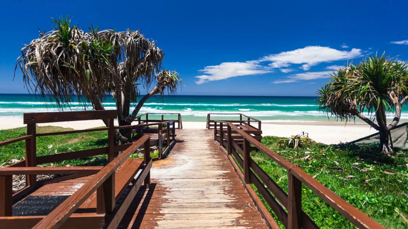 surfing beach, deck pathway